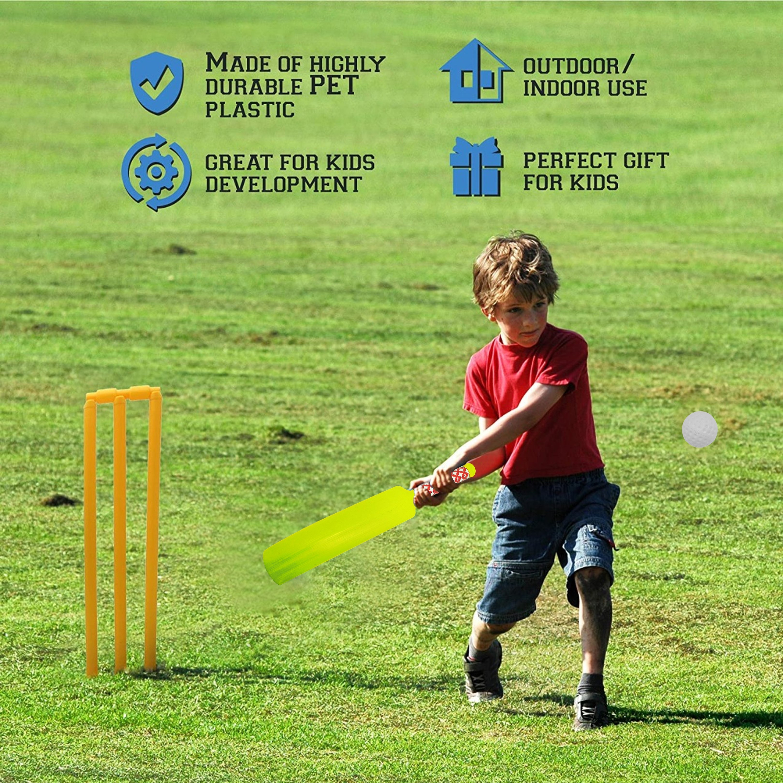 Colorful plastic cricket bat and ball set designed for boys and girls Colorful plastic cricket bat and ball set designed for boys and girls